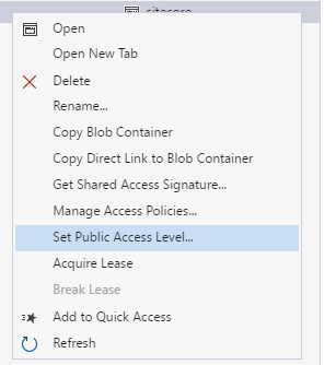 Azure Sitecore Deploy Set Public Access Level