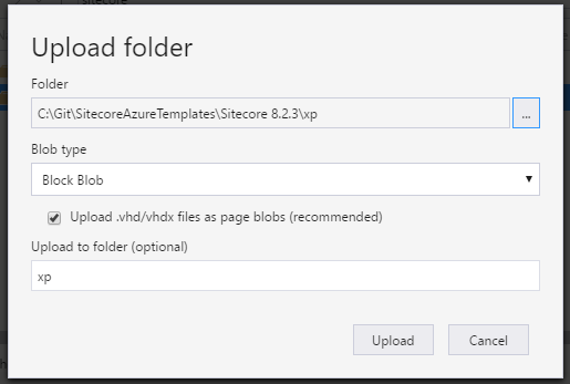 Azure Sitecore Deploy Upload Azure Templates Blob Storage