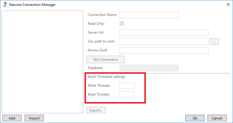 Window of Razl Sitecore Connection Manager